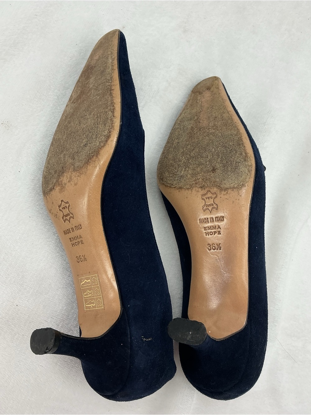 Emma Hope Navy Suede Pointed Toe Pumps with Bow B53 - Picture 5 of 5